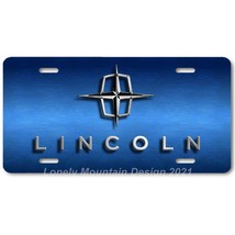 Lincoln Old Logo Inspired Art on Blue FLAT Aluminum Novelty License Tag Plate - £14.15 GBP