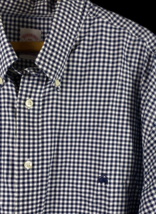 Brooks Brothers Shirt Size XXL 2XL Mens Blue Gingham Check Button Down Non Iron - £43.76 GBP