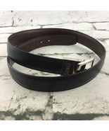 Chaps Mens Belt Black Faux Leather Silver-Tone Buckle Size L Fits 30”-32... - $14.84