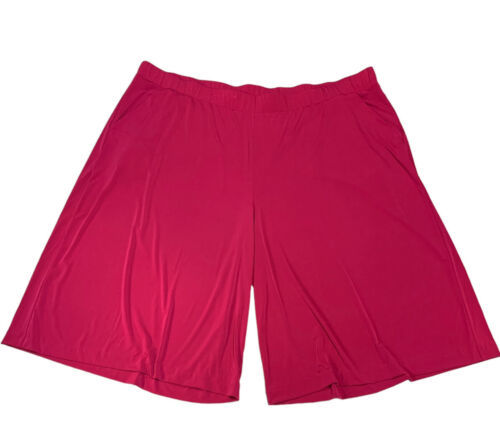 Lane Bryant Wide Leg Shorts Women&#39;s 38/40 Maroon Wide Leg Capri Loose Fi... - $29.07