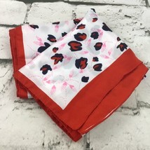 Vintage Womens Fashion Scarf Red Border Pink Floral Sheer 44”X14” - $11.88