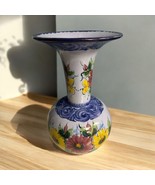 Vintage Alcobaca Portuguese Hand-painted Blue Floral Pottery Vase Large ... - $895.23 MXN
