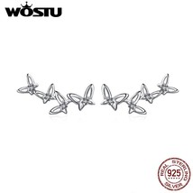 WOSTU 925 Silver Decorative Butterflies Stud Earrings Classic Small Earrings For - $20.09
