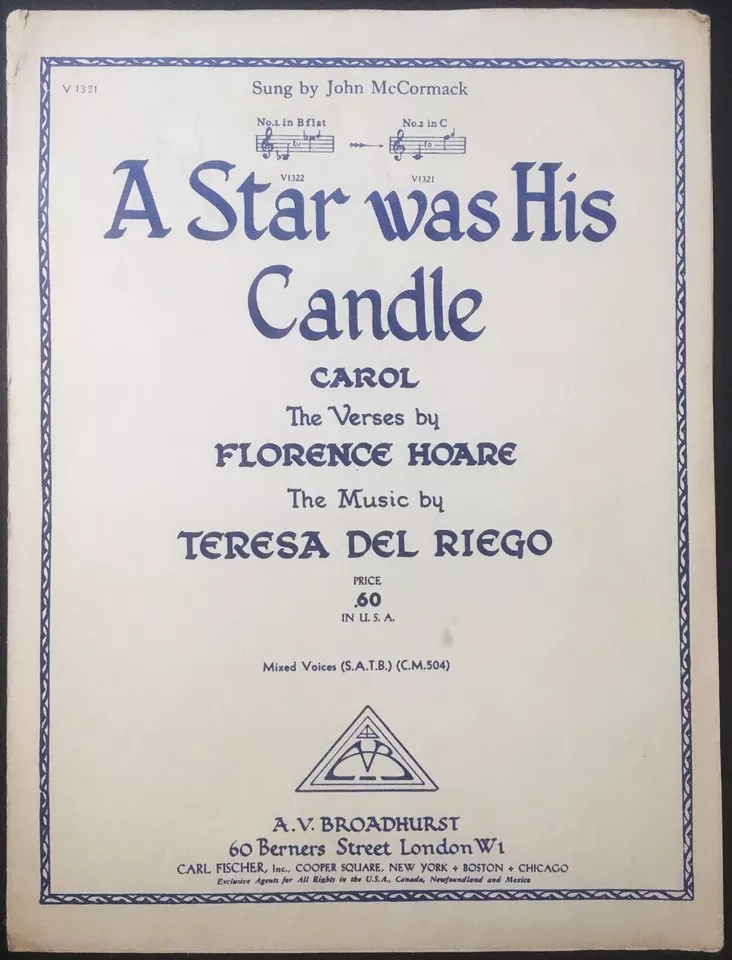 A Star Was His Candle (sheet music) - $6.00