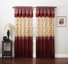 Burgundy 110&quot; X 84&quot; 2 Panel Drapes Embroidery Curtain Set From The Fancy - £41.49 GBP