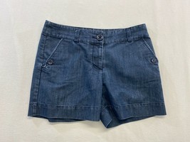 Midtown Women&#39;s Denim Chino Shorts Size 8 Cotton/Polyester Flat Front Mi... - $9.79