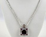 Lab Created Ruby &amp; White Sapphire Sterling Silver Pendant 20&quot; Necklace 9... - £47.09 GBP