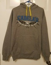 Mens Cabela&#39;s Outdoors Gray Pullover Hoodie Sweater Size M Embroidered - $14.55