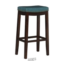 Linon Concord Padded Faux Leather Barstool Blue - £53.14 GBP