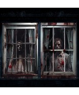 2 Pcs Halloween Ghost Curtain Halloween Window Silhouette Scary Female M... - £26.85 GBP