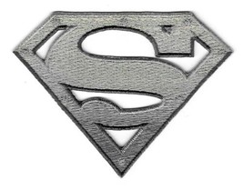 Superman S Die-Cut Metal Chest Logo in Silver Embroidered Patch NEW UNUS... - £6.26 GBP