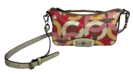 Coach Hand Shoulder Bag Kristen Op Art Chain Link Print Crossbody F22743 Sateen - £35.28 GBP