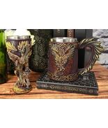 Dragons Lair Winged Dragon With Flame Blade Sword Drink Mug And Wine Gob... - $90.57 CAD