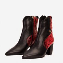 The Saturn Red Pythn Leather Block Heel Women Boot image 2