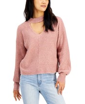 MSRP $44 Hooked Up Juniors&#39; Mossy Choker Sweater Pink Size Small (DEFECT) - $10.27