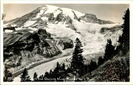RPPC Mount Rainier National Park - Where Flowers and Glaciers Meet Postcard T15 - £7.71 GBP