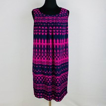 Forever 21 Womens Medium M Pink Black Sleeveless Tribal Print Shift Dress * - £13.84 GBP