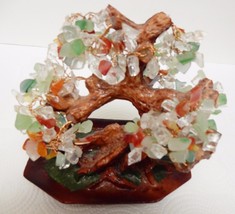 China Oriental Jade Bonsai Tree Agate Asia Coral Resin Base Feng Shui 6&quot;... - $124.00
