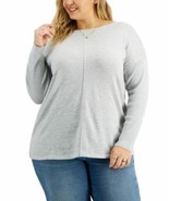 MSRP $57 Style Co Plus Size Seam-Front Tunic Sweater Light Gray Size 3X - $463.88 MXN