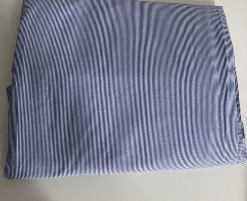 RALPH LAUREN Organic Shirting Blue Stripe KING FLAT Sheet 100% Cotton - $47.49