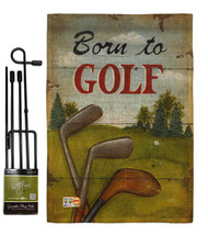 Born to Golf Burlap - Impressions Decorative Metal Garden Pole Flag Set GS109065 - £26.83 GBP