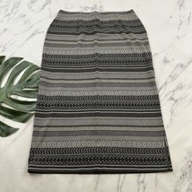 J Jill Knit Midi Skirt Size L Gray Black Stripe Pull On Side Slit Pencil... - $482.32 MXN