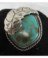 Vintage Sterling Silver Turquoise Feather Ring Sz 7 Fred Harvey Era Old ... - €145,92 EUR