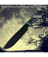 Black Drop Point Blade Survival Knife Sheath Whet Stone - $35.62