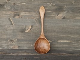 Hand-carved walnut wood serving spoon Wooden ladle Cooking spoon Kitchen spoon - £46.39 GBP