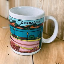 Vintage San Francisco Mug Golden Gate Bridge Coffee Cup Ceramic Souvenir White - £10.51 GBP