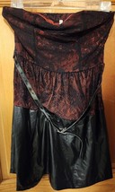 NWOT Flamingo Burgundy Lace Floral Sweetheart Sleeveless Belted Dress Si... - £40.06 GBP