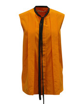 Marni Pleated Front Blouse With Neck Bow In Cotton Women Orange Size 38 - $114.00