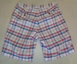JACHS NY Size 30 Waist BLEECKER FIT White Plaid Flat Front New Mens Shorts - £55.39 GBP