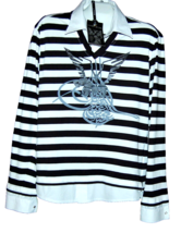 Mondo White Black Striped White Collar and Cuffs Cotton Men&#39;s  Shirt Siz... - $73.57