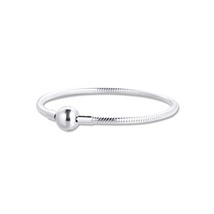 Snake Chain Bracelet with Round Clasp 925 Sterling Silver Jewelry Free Shipping - £56.23 GBP