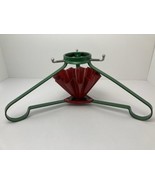 Classic Vintage Christmas Tree Stand Metal Fluted Ribbed Water Bowl Red ... - $22.23