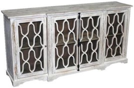 Buffet Sideboard White Wash Distressed Pine Carved 4 -Door - £2,677.04 GBP