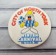 City of North York Winter Carnival Pinback Button 1982 Nork Snowball VTG Toronto - £4.62 GBP