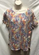 Nally &amp; Millie Womens Sz L P Shorts Sleeve Multicolor Sweater Floral Lightweight - £9.34 GBP