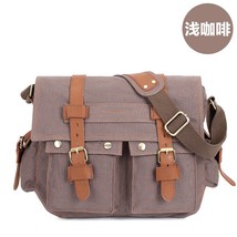 14inch Travel Satchel Business Men&#39;s Messenger Bag Vintage Canvas Military Shoul - £64.52 GBP