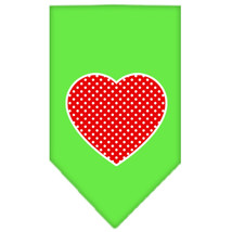 Red Swiss Dot Heart Screen Print Bandana Lime Green Small - £9.11 GBP