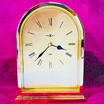 Vtg Howard Miller Metal Table Desk Mantle Gold Toned Quartz Clock Japan ... - $59.35
