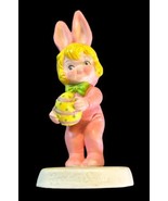 Vintage Easter Figurine Blonde Girl in Pink Bunny Suit Campbells Kids So... - $11.30