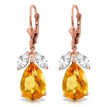 Galaxy Gold GG 14k Rose Gold Leverback Earrings with Citrine and White T... - £364.20 GBP+