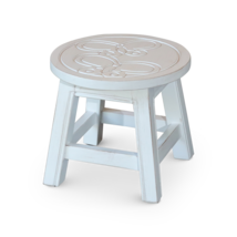 Carved Wooden Step Stool | Butterflies | Antique White Footstool - $79.99
