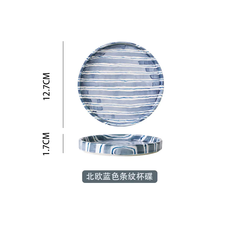 200ml Hand Drawn Striped Ceramic Mug Office Capacity: 101-200ml Blue dish - €8,56 EUR