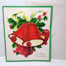 Christmas Greeting Card Jingle Bells Diecut Foldout Mid Century Holiday ... - £12.72 GBP