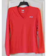 Fila Sport Long Sleeve V-neck Workout Tee DIVA PINK Women&#39;s Sz S NWT MWR... - $14.74