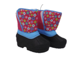 Chatties Toddler Girls Snow Boots - New - Pink w/ Blue Flowers Size M 7/8 - £7.14 GBP