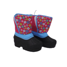 Chatties Toddler Girls Snow Boots - New - Pink w/ Blue Flowers Size M 7/8 - £7.06 GBP